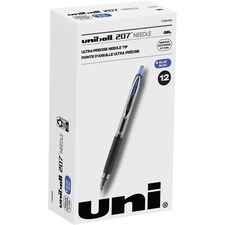 uni-ball 207 Retractable Gel Needle Point - Medium Pen Point - 0.7 mm Pen Point Size - Needle Pen Point Style - Retractable - Blue - Blue Barrel - 1 Each