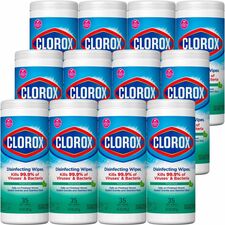 Clorox Disinfecting Cleaning Wipes - Ready-To-Use Wipe - Fresh Scent - 35 / Canister - 12 / Carton - Green