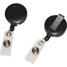 Retractable ID Holder with Belt Clip - 4.5" x 1.3" x 0.3" x - 25 / Box - Black