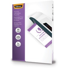 Fellowes Legal-Size Glossy Thermal Laminating Pouches - Sheet Size Supported: Legal - Laminating Pouch/Sheet Size: 9" Width x 3 mil Thickness - Type G - Glossy - for Document - Durable - Clear - 100 / Pack