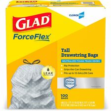 CloroxPro™ ForceFlex Tall Kitchen Drawstring Trash Bags - 13 gal Capacity - 24" Width x 25.13" Length - 90 mil (2286 Micron) Thickness - Gray - Plastic - 1/Box - 100 Per Box - Kitchen, Office, Day Care, School, Restaurant, Breakroom, Commercial, Cafeteria