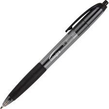 Integra Rubber Grip Retractable Pens - Medium Pen Point - 1 mm Pen Point Size - Retractable - Black - Black Barrel - 1 Dozen