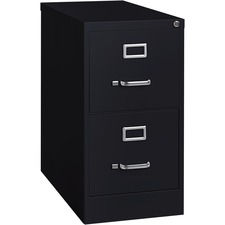 Lorell Fortress Series 25" Commercial-Grade Vertical File Cabinet - 15" x 25" x 28.4" - 2 x Drawer(s) for File - Letter - Vertical - Security Lock, Ball-bearing Suspension, Heavy Duty - Black - Steel - Recycled