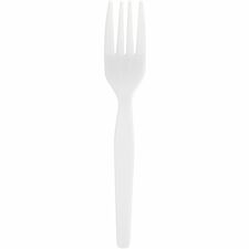 Genuine Joe Heavyweight White Plastic Forks - 100/Box - Disposable - White