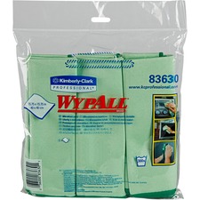 Wypall Microfiber Cloths - General Purpose - For Nonporous Surface - 15.75" Length x 15.75" Width - 6 / Pack - Anti-bacterial, Durable, Absorbent, Environmentally Friendly, Launderable - Green