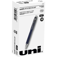 uni-ball Jetstream Retractable Ballpoint Pen - Fine Pen Point - 0.7 mm Pen Point Size - Retractable - Black - Blue Barrel - 1 Each