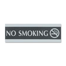 U.S. Stamp & Sign Century Series No Smoking Sign - 1 Each - No Smoking Print/Message - 9" (228.60 mm) Width x 3" (76.20 mm) Height - Silver Print/Message Color - Mounting Hardware - Black, Silver