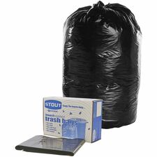 Stout Insect Repellent Trash Bags - 55 gal Capacity - 37" Width x 52" Length - 2 mil (51 Micron) Thickness - Black - Polyethylene - 65/Carton - Recycled