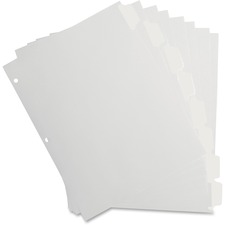 Business Source 3-Ring 8-Tab Indexes - 8 Write-on Tab(s)1.25" Tab Width - 8.50" Divider Width x 11" Divider Length - Letter - 3 Hole Punched - White Divider - White Mylar Tab(s) - Recycled - Reinforced Edges, Punched - 8 / Set