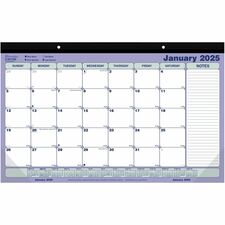 Blueline Monthly Desk Pad/Wall Calendar 17-3/4" x 10-7/8" , English - Monthly - 1 Year - January 2025 - December 2025 - 1 Month Single Page Layout - 17 3/4" x 10 7/8" Sheet Size - 2 x Holes - Chipboard - Desk Pad - Blue, Green - Chipboard - Tear-off - 1 Each
