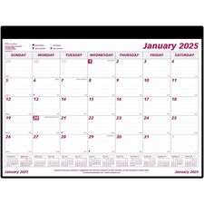 Brownline Refillable Monthly Desk/Wall Calendar Pad - Monthly - 1 Year - January 2024 - December 2024 - 1 Month Single Page Layout - 23 1/2" x 18 1/4" Sheet Size - Desk Pad - White - Vinyl - Perforated, Holder, Reference Calendar, Eyelet - 1 Each