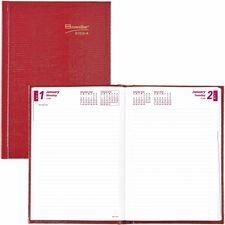 Brownline Daily Planner - Daily - 1 Year - January 2024 - December 2024 - 1 Day Single Page Layout - 5 3/4" x 8 1/4" Sheet Size - Desktop - Red CoverNotepad - 1 Each