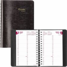 Brownline Daily Planner - Julian Dates - Daily - 1 Year - January 2024 - December 2024 - 7:00 AM to 8:45 PM - Quarter-hourly - 1 Day Single Page Layout - 5" x 8" Sheet Size - Twin Wire - Desktop - Black - Phone Directory, Address Directory - 1 Each