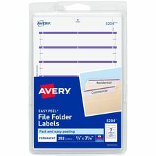 Avery Filing Labels, Permanent, 11/16&quot;x3-7/16&quot;,