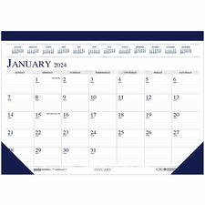 House of Doolittle Perforated Top Desk Pad Calendar - Julian Dates - Monthly - 12 Month - January 2023 - December 2023 - 1 Month Single Page Layout - 22" x 17" Sheet Size - 2.13" x 3" Block - Desk Pad - Blue - Vinyl, Leather - 17" Height x 22" Width - Perforated - 1 Each