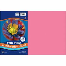 Tru-Ray Construction Paper - 12" Width x 18" Length - 76 lb Basis Weight - 50 / Pack - Shocking Pink - Sulphite