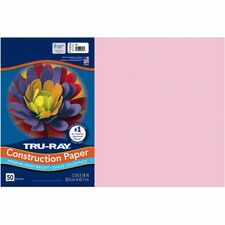 Tru-Ray Heavyweight Construction Paper - 18" Width x 12" Length - 50 / Pack - Pink - Sulphite