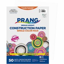 Prang Construction Paper - 12"Width x 9"Length - 50 / Pack - Bright White