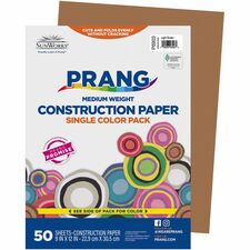 Prang Construction Paper - Art - 12"Width x 9"Length - 50 / Pack - Light Brown - Groundwood