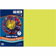 Tru-Ray Construction Paper - 18"Width x 12"Length - 76 lb Basis Weight - 50 / Pack - Brilliant Lime