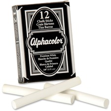 Quartet Alphacolor Premium Chalk Sticks - 0.4" Diameter - White - 12 / Box - Non-toxic