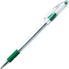 Pentel R.S.V.P. Ballpoint Stick Pens - Fine Pen Point - 0.7 mm Pen Point Size - Refillable - Green - Clear Barrel - 1 Each