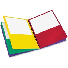 Oxford 99656 Letter Pocket Folder - 8 1/2" x 11" - 200 Sheet Capacity - 8 Pocket(s) - Fiber - Red, Green, Yellow, Purple - 1 Each