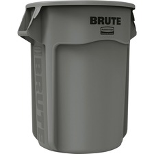 Rubbermaid Commercial Brute 55-Gallon Vented Container - 55 gal Capacity - Round - Handle, Heavy Duty, Reinforced, UV Coated, Damage Resistant, Warp Resistant, Fade Resistant - 33" Height x 26.4" Diameter - Plastic - Gray - 1 Each