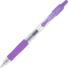 Pilot G2 Gel Ink Rolling Ball Pen - Extra Fine Pen Point - 0.5 mm Pen Point Size - Refillable - Retractable - Purple Gel-based Ink - Clear Barrel - 1 Dozen