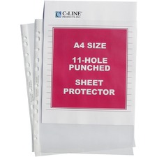 C-Line A4 Size Top-Loading Sheet Protectors - For A4 8 1/4" x 11 3/4" Sheet - Ring Binder - Rectangular - Clear - Polypropylene - 50 / Box
