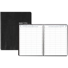 House of Doolittle 4-Person Embossed Cover Daily Appointment Book - Julian Dates - Daily - 1 Year - January 2024 - December 2024 - 8:00 AM to 7:45 PM - Quarter-hourly - 1 Day Single Page Layout - 8" x 11" Sheet Size - Simulated Leather - Black Cover - 11" Height x 8.5" Width - 1 Each