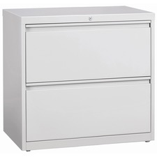Lorell Fortress Series Lateral File - 36" x 18.6" x 28.1" - 2 x Drawer(s) for File - Legal, Letter, A4 - Lateral - Rust Proof, Leveling Glide, Interlocking, Ball-bearing Suspension, Label Holder, Hanging Rail - Light Gray - Baked Enamel - Steel - Recycled