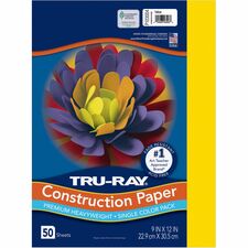 Tru-Ray Heavyweight Construction Paper - 12" Width x 9" Length - 50 / Pack - Yellow - Sulphite