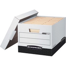 Bankers Box R-Kive File Storage Box - Internal Dimensions: 12" (304.80 mm) Width x 15" (381 mm) Depth x 10" (254 mm) Height - 16.5" Depth - Media Size Supported: Letter, Legal - Lift-off Closure - Heavy Duty - Stackable - White, Black - For File - Recycled - 1 Each