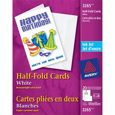 Avery® Half-Fold Greeting Cards, Matte, 5-1/2" x 8-1/2" , 20 Cards/Envelopes - 97 Brightness - 5 1/2" x 8 1/2" - Matte - 20 / Pack - Heavyweight, Printable, Hassle-free, Jam-free, Smudge-free - White
