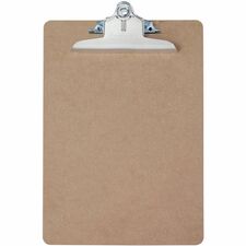 Saunders Brown Hardboard Clipboards - 1" Clip Capacity - 8 1/2" x 11" - Spring Clip - Standard - Hardboard - Brown - 1 Each