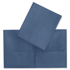 Hilroy Letter Recycled Pocket Folder - 8 1/2" x 11" - Leatherine - Dark Blue - 1 Each