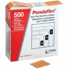 Pendaflex Numeric End Tab Filing Labels - "Number" - 1 1/4" x 15/16" Length - Rectangle - Light Orange - 500 / Box - Self-adhesive