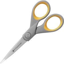 Westcott High Performance Titanium Bonded Scissors - 5" (127 mm) Overall Length - Pointed Tip - Gray, Yellow - 1 Each