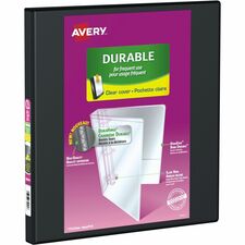 Avery Durable View Binder" , Slant D Rings, Black - 1/2" Binder Capacity - Letter - 8 1/2" x 11" Sheet Size - D-Ring Fastener(s) - Black - Recycled - Durable, Gap-free Ring - 1 Each