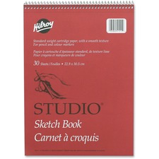 Hilroy Professional Studio Sketch Book - 30 Sheets - Plain - Coilock - 9" x 12" - White Paper - Perforated, Easy Tear - 1 Each