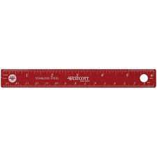 Acme United Colored Stainless Steel Ruler - 6" Length - Imperial, Metric Measuring System - Stainless Steel - 1 Each