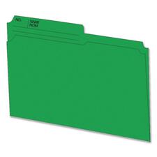 Hilroy 1/2 Tab Cut Letter Recycled Top Tab File Folder - 8 1/2" x 11" - Green - 10% Recycled - 100 / Box