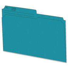 Hilroy 1/2 Tab Cut Letter Recycled Top Tab File Folder - 8 1/2" x 11" - Teal - 10% Recycled - 100 / Box