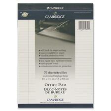 Hilroy Cambridge Office Notepad - 70 Sheets - Ruled - Ruled Margin - 20 lb Basis Weight - Legal - 8 1/2" x 11 3/4" - White Paper - Numbered, Durable Cover, Micro Perforated, Easy Tear, Stiff-back - 1 Each