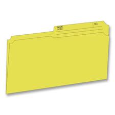 Hilroy 1/2 Tab Cut Legal Recycled Top Tab File Folder - 8 1/2" x 14" - Yellow - 10% Recycled - 100 / Box