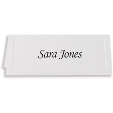 First Base Overtures Embossed Tent Card - White - Recycled - 4 1/4" x 1 4/5" - 65 lb Basis Weight - 60 / Pack