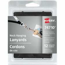 AveryÂ® Neck Style Lanyard - 12 / Pack - 35.50" (901.70 mm) Length - Black
