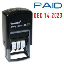 Trodat 4850 Printy Self Inking Stamp - Message/Date Stamp - "PAID" - Recycled - 1 Each