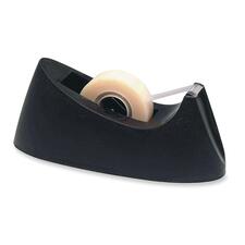 Acme United Rounded Design Deluxe Desk Tape Dispenser - 1" (25.40 mm) Core - Plastic, Metal - Black - 1 Each